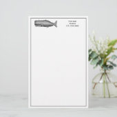  19e eeuwse walvistekening briefpapier (Staand voorkant)