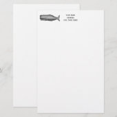 19e eeuwse walvistekening briefpapier (Voorkant / Achterkant)