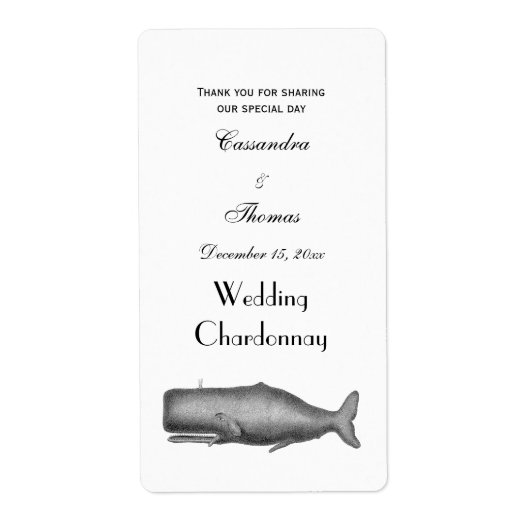  19e eeuwse walvistekening etiket (Voorkant)