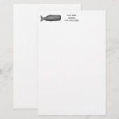 19e eeuwse walvistekening N Briefpapier (Voorkant / Achterkant)