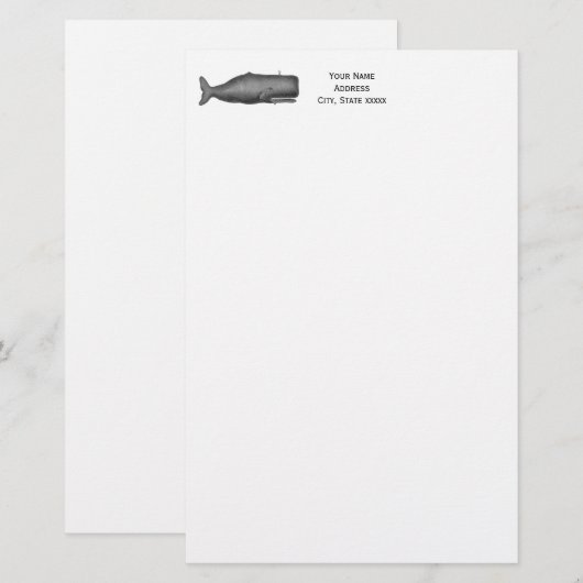  19e eeuwse walvistekening N Briefpapier (Voorkant / Achterkant)