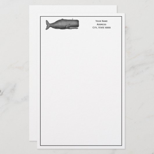  19e eeuwse walvistekening N Briefpapier (Voorkant / Achterkant)