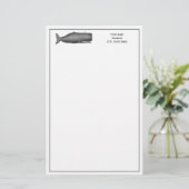  19e eeuwse walvistekening N Briefpapier (Staand voorkant)