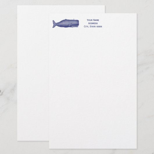  19e eeuwse walvistekening N Briefpapier (Voorkant / Achterkant)