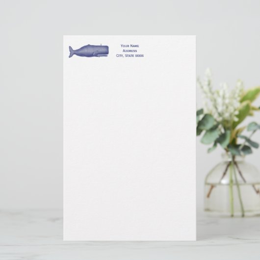  19e eeuwse walvistekening N Briefpapier (Staand voorkant)