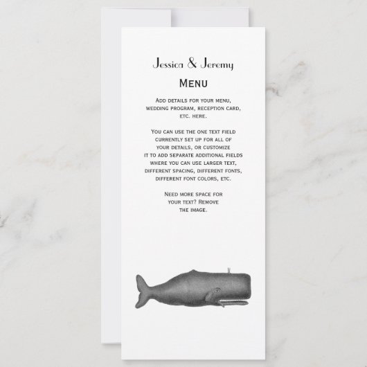  19e eeuwse walvistekening N Kaart (Achterkant)