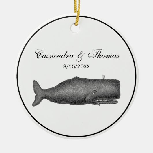  19e eeuwse walvistekening N Keramisch Ornament (Voorkant)