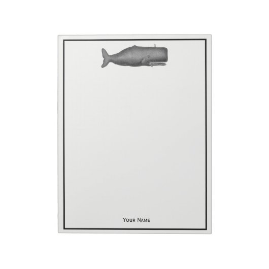  19e eeuwse walvistekening N Notitieblok (Linkerzijde)