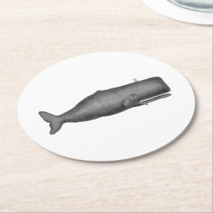  19e eeuwse walvistekening N Ronde Kartonnen Onderzetter