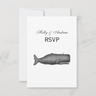  19e eeuwse walvistekening N RSVP Kaartje