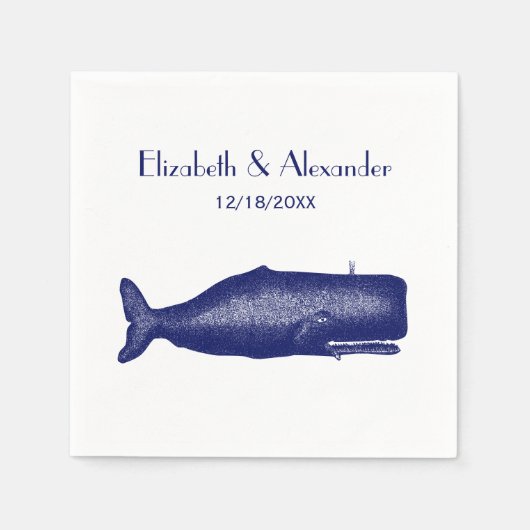  19e-eeuwse walvistekening N-SV Servet (Voorkant)