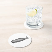  19e eeuwse walvistekening ronde kartonnen onderzetter (Insitu)