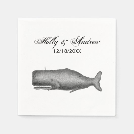  19e eeuwse walvistekening servetten (Voorkant)