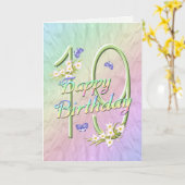 19e geboorte-Butterflies- en Flowers-kaart Kaart (Gele Bloem)