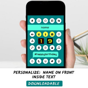 19e hashtag computing verjaardag add name kaart