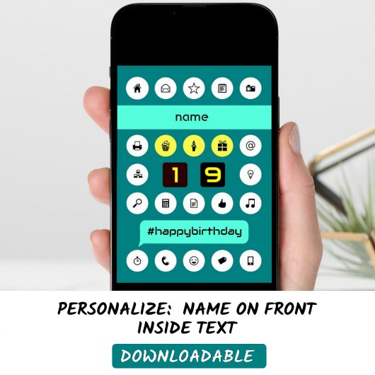 19e hashtag computing verjaardag add name kaart