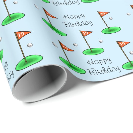 19e Hole Golf Verjaardag Wrapping Papier (Rol Hoek)