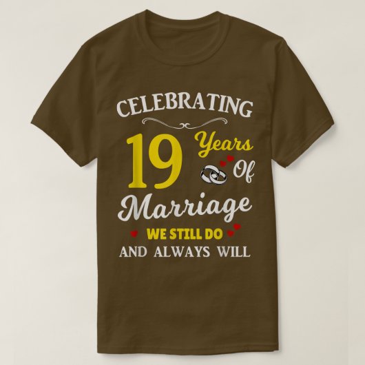 19e jaar Jubileum voor bruiloft T-shirt (Design voorkant)