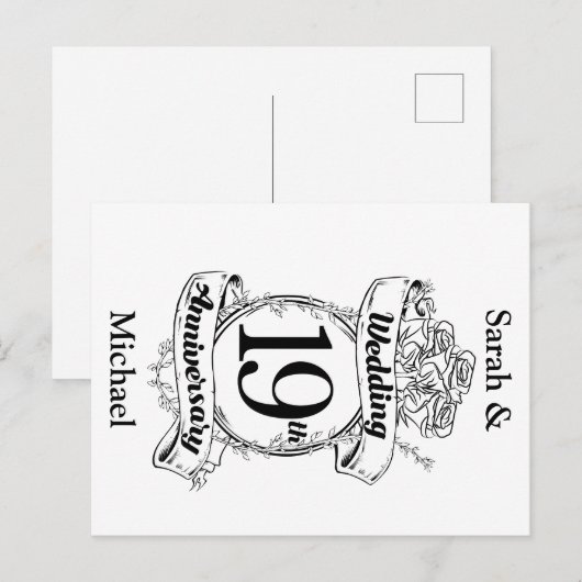 19e Jubileum bloemen Briefkaart (Voorkant / Achterkant)