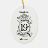 19e Jubileum bloemen Keramisch Ornament (Achterkant)