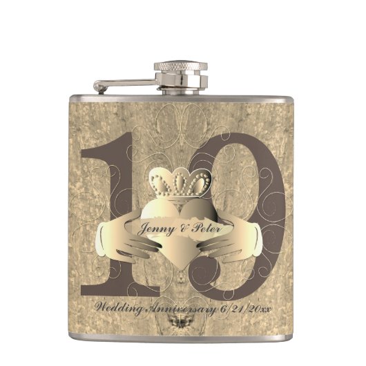 19e Jubileum Bronzy Claddagh Ring Heupfles (Voorkant)