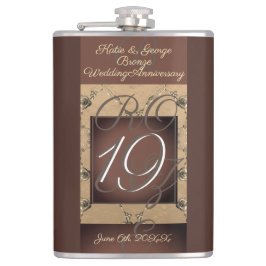 19e Jubileum Donkere Bronze fles Heupfles