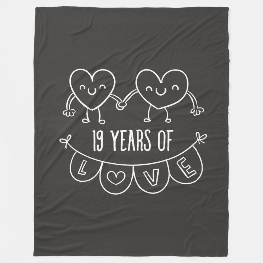 19e Jubileum - Gift Chalk Hearts Fleece Deken (Voorkant)