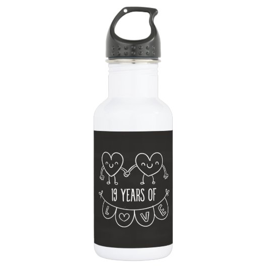 19e Jubileum - Gift Chalk Hearts Waterfles (Voorkant)