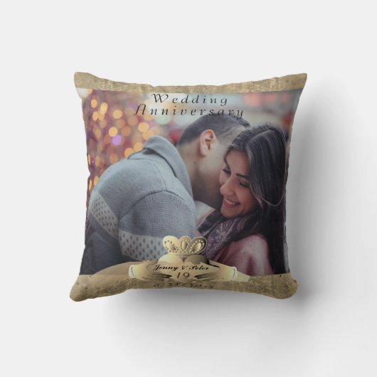 19e Jubileum Oude goudkleurige goudpijp Kussen (Achterkant)