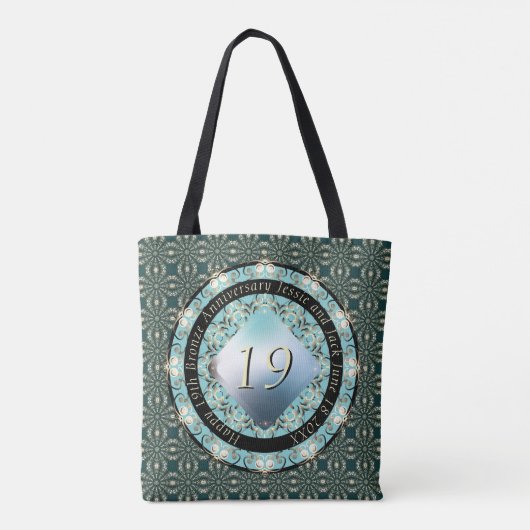 19e Jubileum voor bruiloft Acquamarine MedallionTe Tote Bag (Achterkant)