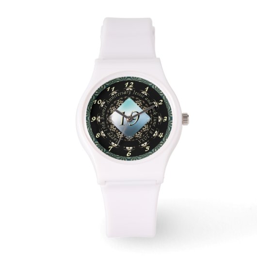 19e Jubileum voor bruiloft Acquamarine Watch Horloge (Voorkant)