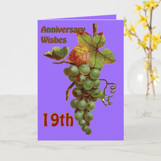 19e Jubileum wensen, aanpasbaar Kaart (Gele Bloem)