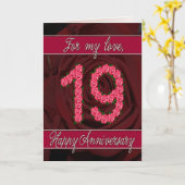 19e jubileumkaart met rozen en bladeren kaart (Gele Bloem)