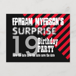 19e TEEN Surprise Verjaardag Save the Date A10 Aankondigingskaart