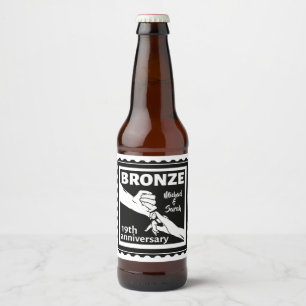 19e trouwdag met handen bier etiket