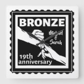 19e trouwdag met handen vierkante klok (Voorkant)