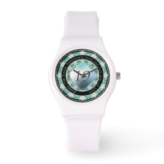 19e trouwdagjubileum Aquamarine   Horloge (Voorkant)