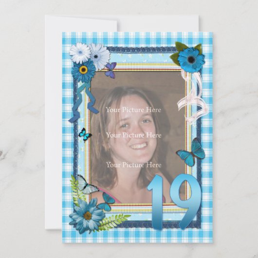19e uitnodiging voor verjaardagsfeest op foto (Voorkant)