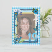 19e uitnodiging voor verjaardagsfeest op foto (Staand voorkant)