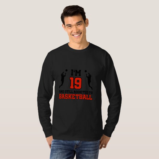 19e verjaardag 19 jaar oude basketballer geboren t-shirt (Voorkant volledig)