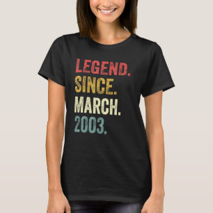 19e verjaardag 19 jaar oude leggende sinds maart 2 t-shirt