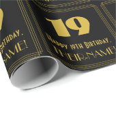 19e verjaardag - Art Deco Geïnspireerde look "19"  Cadeaupapier (Rol Hoek)