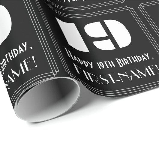 19e verjaardag: Art Deco Geïnspireerde look "19" e Cadeaupapier (Rol Hoek)