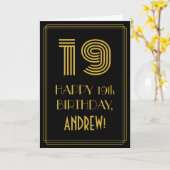 19e verjaardag: Art Deco Geïnspireerde look "19" e Kaart (Gele Bloem)