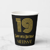 19e verjaardag: Art Deco Geïnspireerde look "19" e Papieren Bekers (Voorkant)