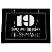 19e verjaardag ~ Art Deco geïnspireerde look "19"  Groot Cadeauzakje (Voorkant)