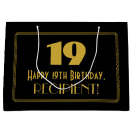19e verjaardag — Art Deco Geïnspireerde look "19" Groot Cadeauzakje