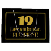 19e verjaardag — Art Deco Geïnspireerde look "19"  Groot Cadeauzakje (Achterkant)