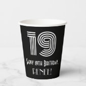 19e verjaardag — Art Deco Geïnspireerde look "19" Papieren Bekers (Voorkant)