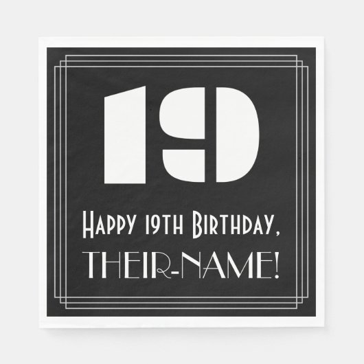 19e verjaardag: Art Deco Geïnspireerde look "19" + Servet (Voorkant)